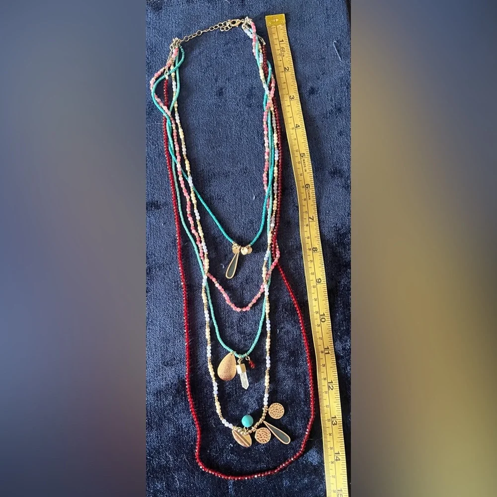 Multicolor Bead and Charms Layered Necklace - Picture 7 of 7